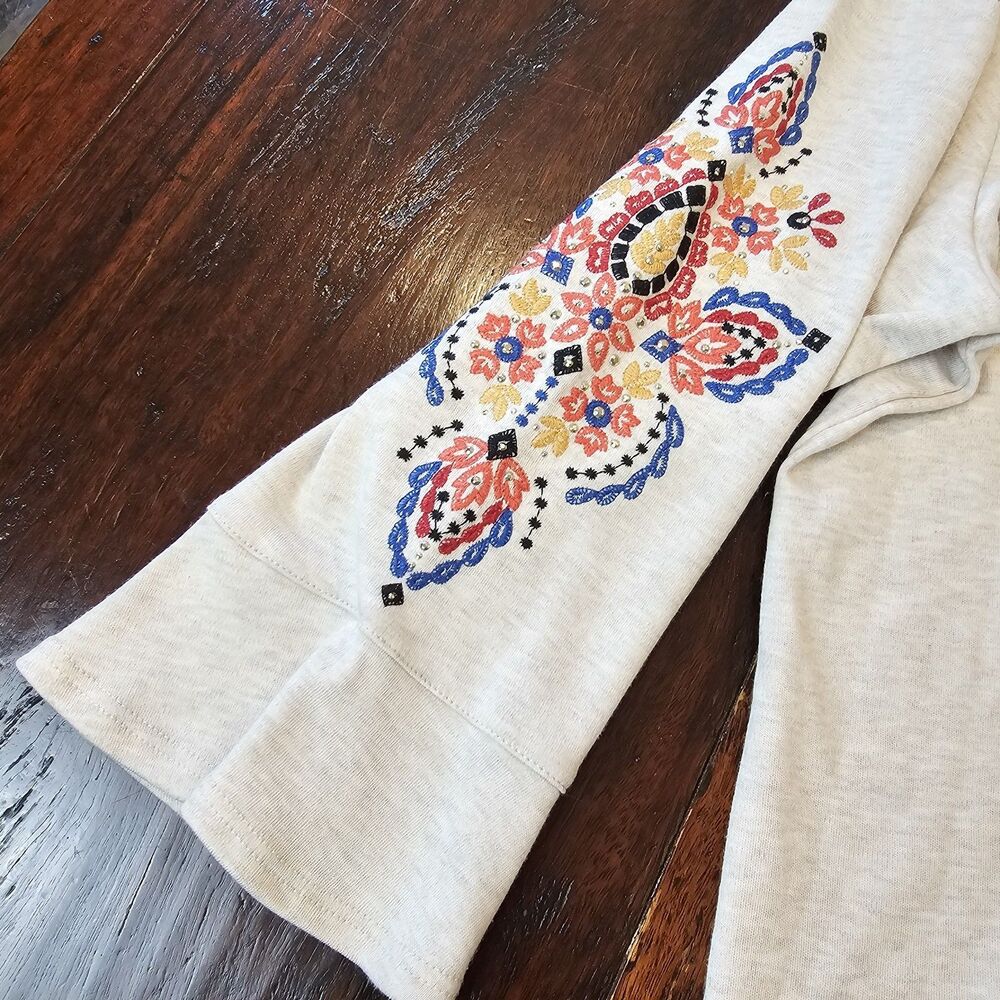 ALFRED DUNNER petite m embroidered knit top nwt boho harvest moon lagenlook - Picture 3 of 11